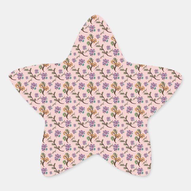 Seamless Forest Leaves Pattern Dark Botanical  Star Sticker (Front)