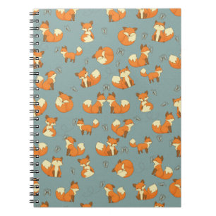 Seamless Fox and Butterfly Pattern Notebook