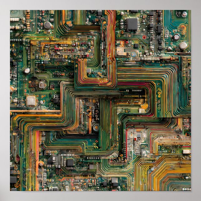 Seamless Fractured Tech: Bent Circuit Boards  Poster (Front)