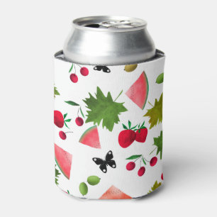 Seamless Fresh Fruits Berries Watercolor Cartoon C Can Cooler