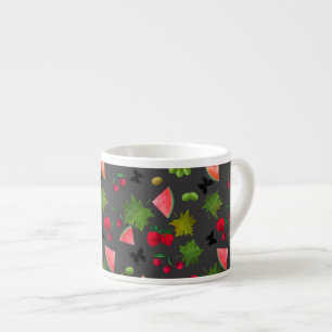 Seamless Fresh Fruits Berries Watercolor Cartoon C Espresso Cup