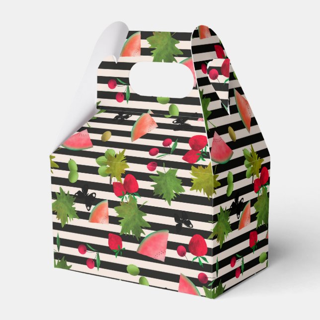 Seamless Fresh Fruits Berries Watercolor Cartoon C Favour Box (Front Side)