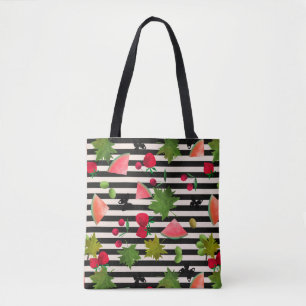 Seamless Fresh Fruits Berries Watercolor Cartoon C Tote Bag