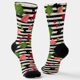 Seamless Fresh Fruits Berries Watercolor Cartoon  Socks