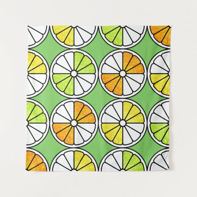 Seamless fruit pattern. Painted illustration. Oran Tapestry (Front)