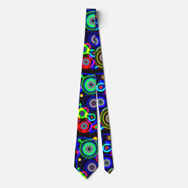 Seamless Funky Abstract Retro Neon Rings   Tie (Front)