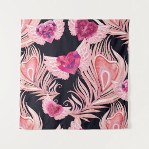 Seamless Gentle Watercolor Valentine's Pattern Tapestry