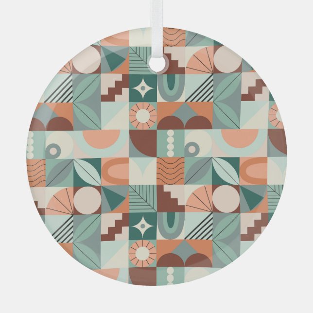 Seamless geometric, abstract mosaic pattern. glass tree decoration (Front)
