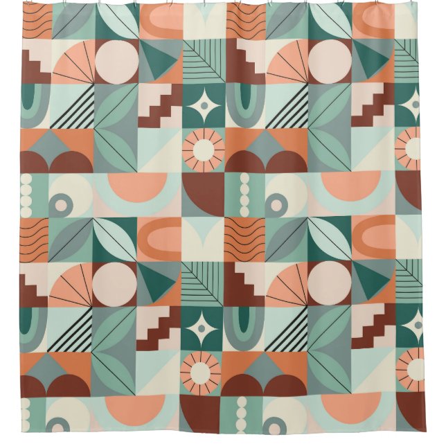 Seamless geometric, abstract mosaic pattern. shower curtain (Front)