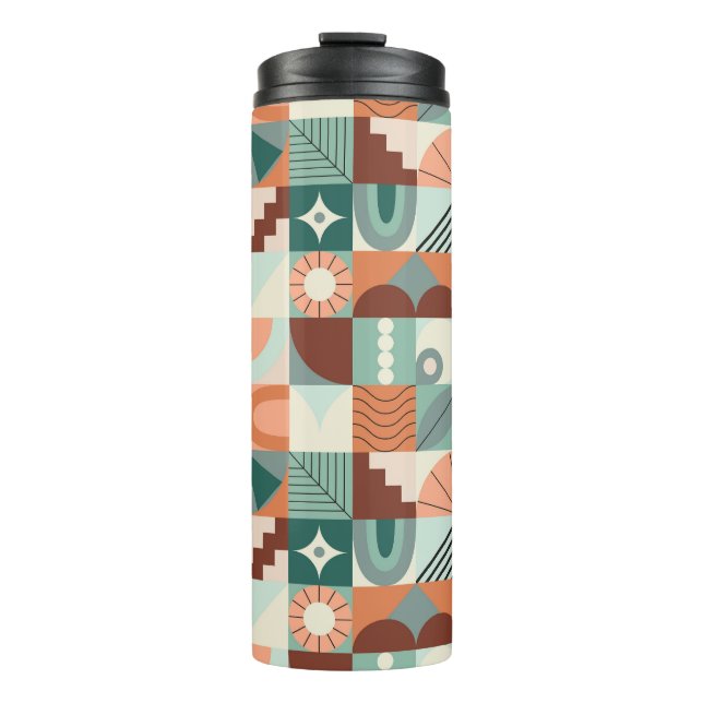 Seamless geometric, abstract mosaic pattern. thermal tumbler (Front)