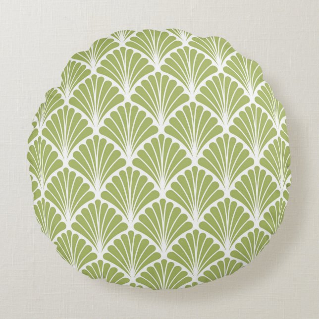 Seamless Geometric Art Deco Pattern. Abstract vint Round Cushion (Front)