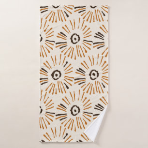 Seamless geometric batik floral pattern on autumn bath towel