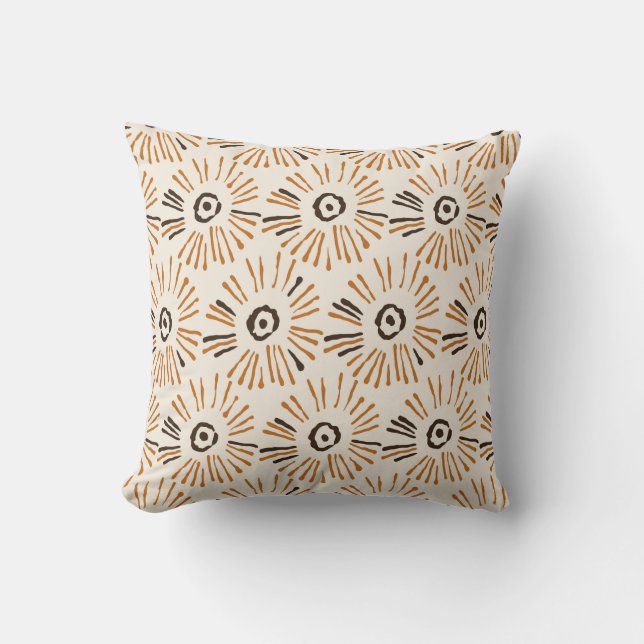 Seamless geometric batik floral pattern on autumn  cushion (Front)