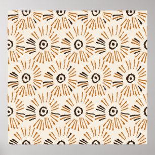 Seamless geometric batik floral pattern on autumn  poster