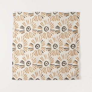 Seamless geometric batik floral pattern on autumn tapestry