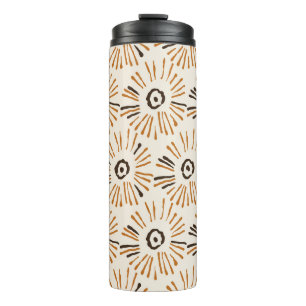 Seamless geometric batik floral pattern on autumn thermal tumbler