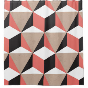 Seamless Geometric Black White Coral 3D Shapes Bro Shower Curtain