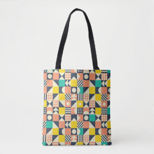 seamless geometric colorful pattern tote bag
