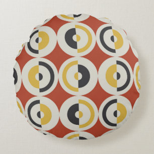 Seamless Geometric Colourful Circles Pattern Round Cushion