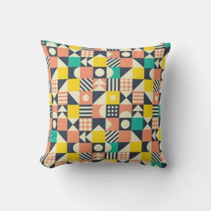 seamless geometric colourful pattern cushion