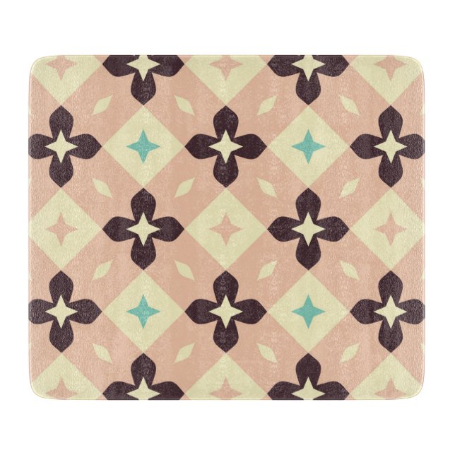 Seamless geometric floral  pattern cutting board (Front)