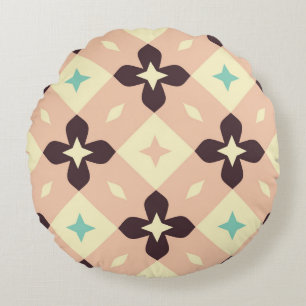 Seamless geometric floral pattern round cushion