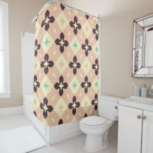 Seamless geometric floral pattern shower curtain