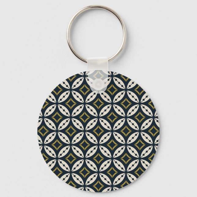 Seamless geometric flowers: colourful pattern. key ring (Front)