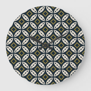 Seamless geometric flowers: colourful pattern. large clock