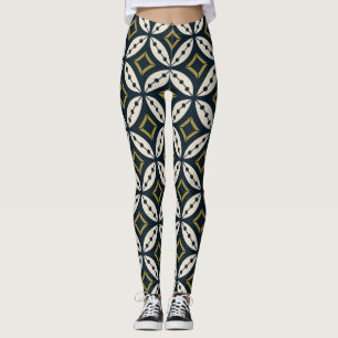 Seamless geometric flowers: colourful pattern. leggings