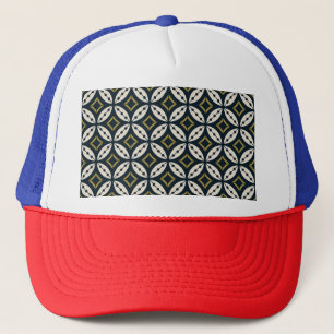 Seamless geometric flowers: colourful pattern. trucker hat