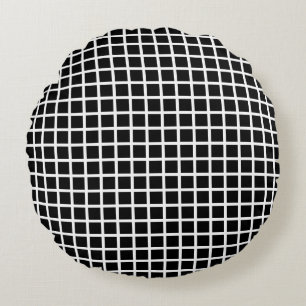 Seamless geometric pattern. Black square on white Round Cushion