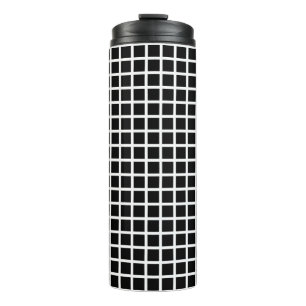 Seamless geometric pattern. Black square on white Thermal Tumbler