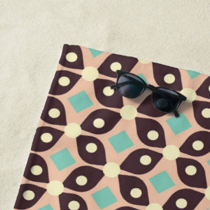 Seamless geometric pattern in dark brown leaf beach towel