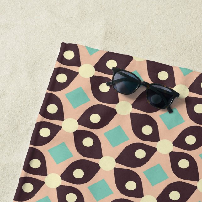 Seamless geometric pattern in dark brown leaf  beach towel (In Situ)