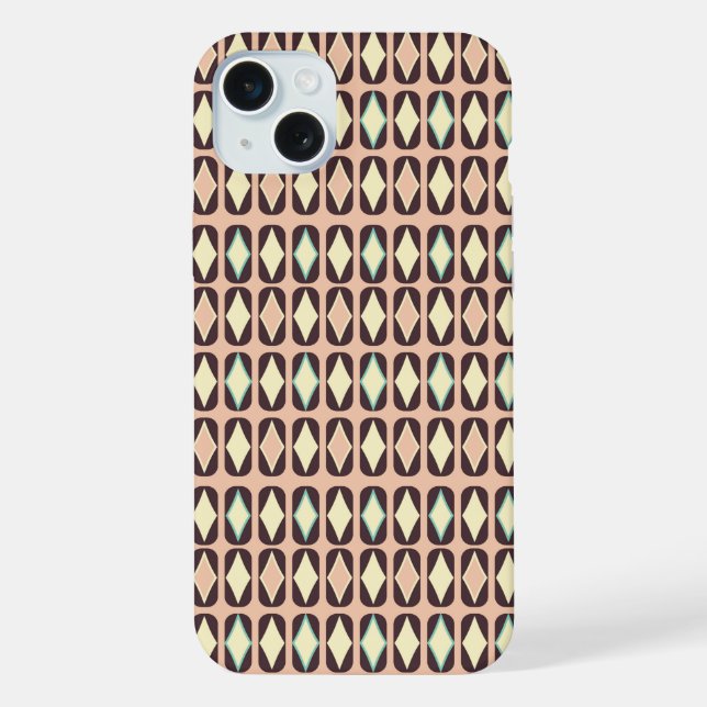 Seamless geometric pattern in dark brown leaf  iPhone case (Back)