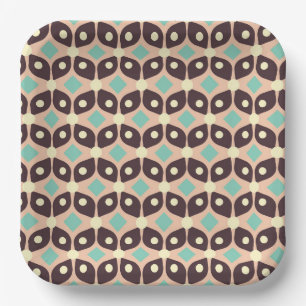 Seamless geometric pattern in dark brown leaf paper plate