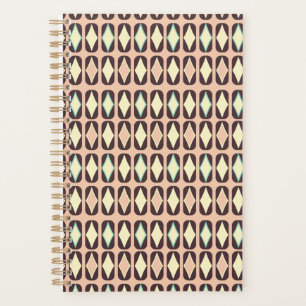 Seamless geometric pattern in dark brown leaf planner
