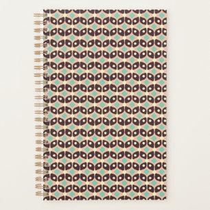 Seamless geometric pattern in dark brown leaf planner