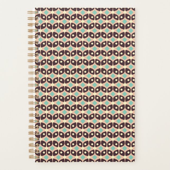 Seamless geometric pattern in dark brown leaf  planner (Front)