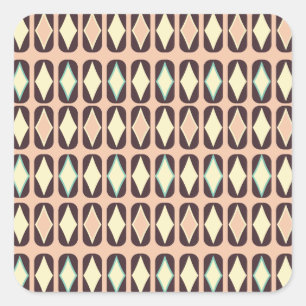 Seamless geometric pattern in dark brown leaf  square sticker