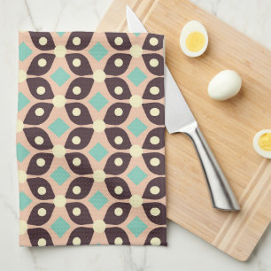 Seamless geometric pattern in dark brown leaf tea towel