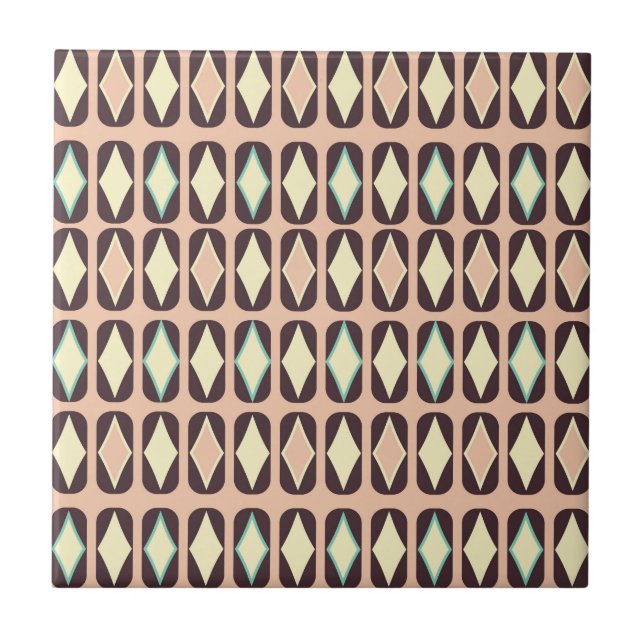 Seamless geometric pattern in dark brown leaf  tile (Front)