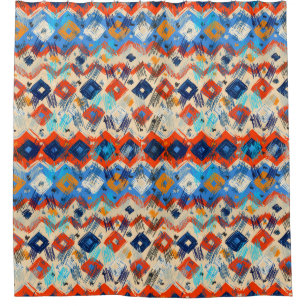 Seamless geometric pattern in ethnic shower curtain