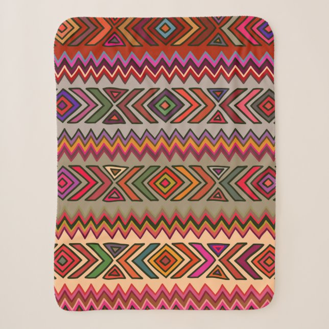 Seamless geometric pattern in ethnic style with rh sherpa blanket (Front)