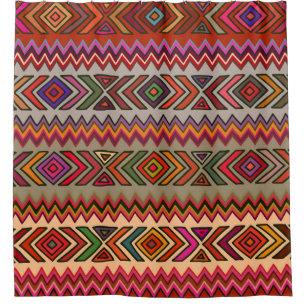 Seamless geometric pattern in ethnic style with rh shower curtain