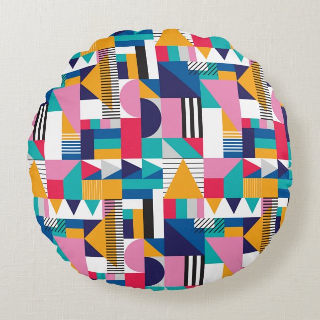 Seamless geometric pattern in modern abstract styl round cushion (Front)