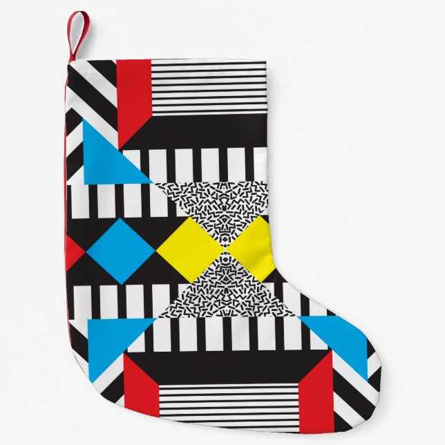 Seamless geometric pattern in modern abstract styl small christmas stocking (Front)