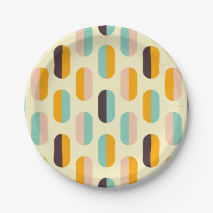 Seamless geometric pattern in retro vibes paper plate