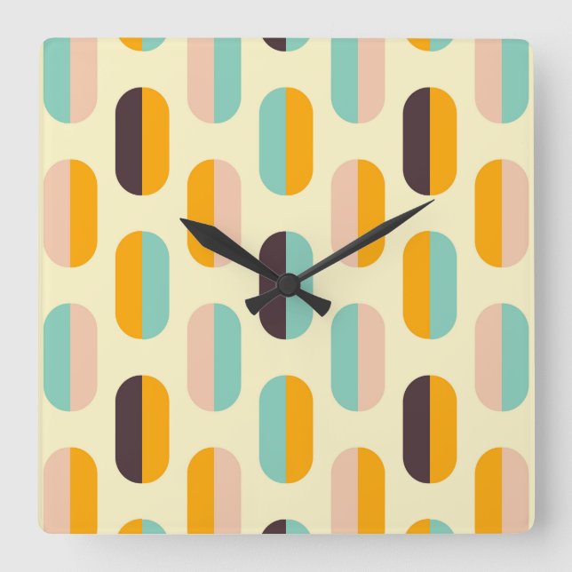 Seamless geometric pattern in retro vibes square wall clock (Front)